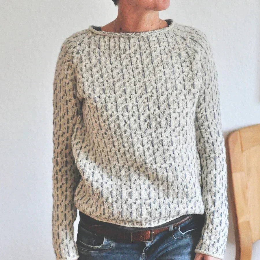 Otilia - Elegant grey sweater with boat neckline