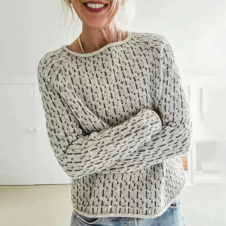 Otilia - Elegant grey sweater with boat neckline