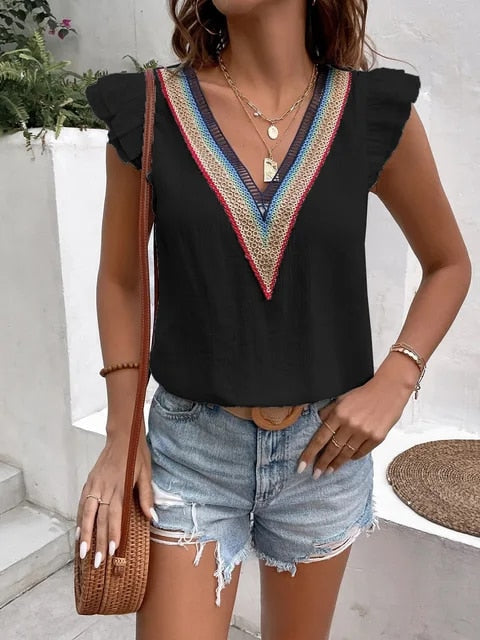 Vanessa | Summer V-Neck Blouse