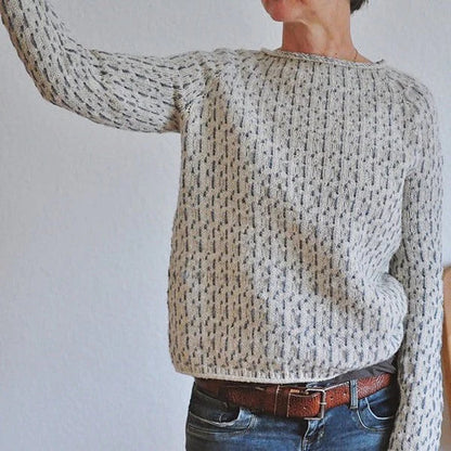 Otilia - Elegant grey sweater with boat neckline