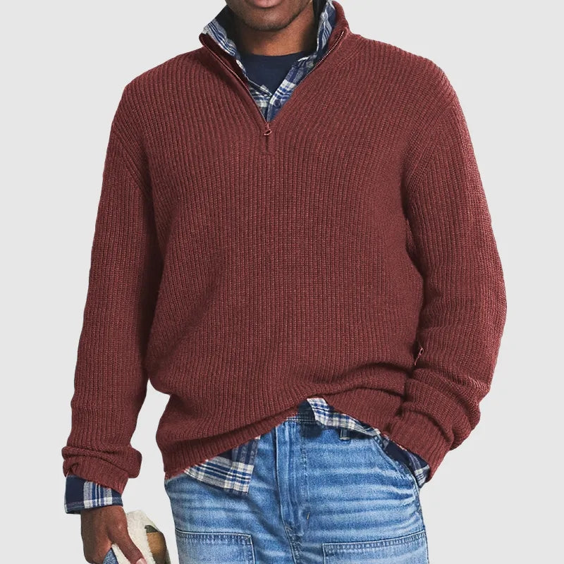 Zip-Up Business Casual Pullover For Men