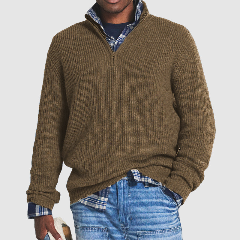 Zip-Up Business Casual Pullover For Men