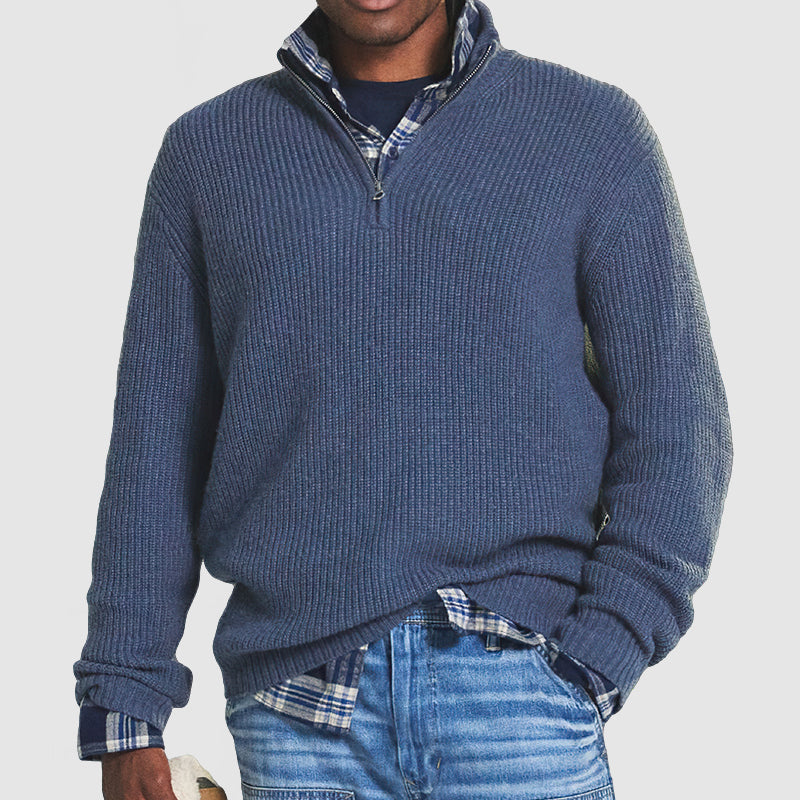 Zip-Up Business Casual Pullover For Men