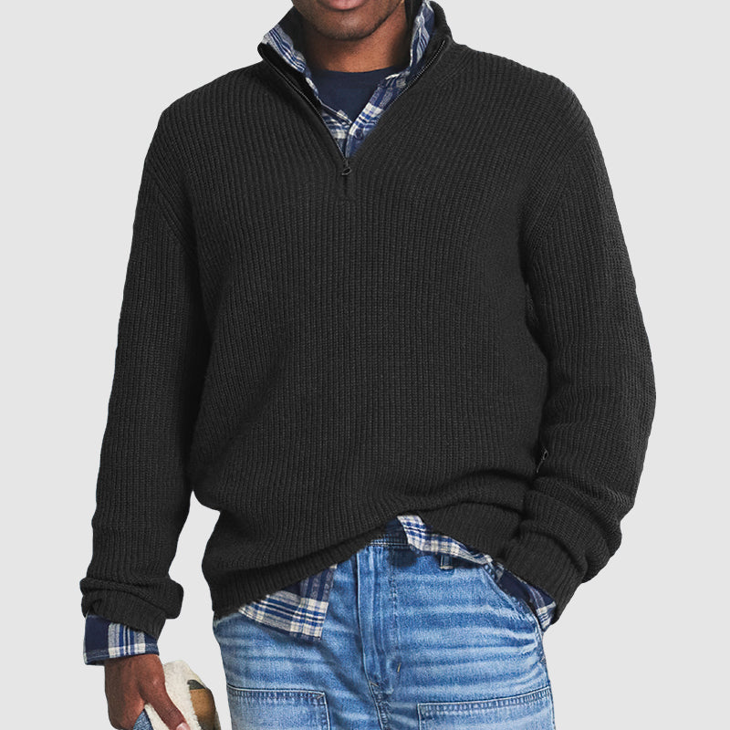 Zip-Up Business Casual Pullover For Men