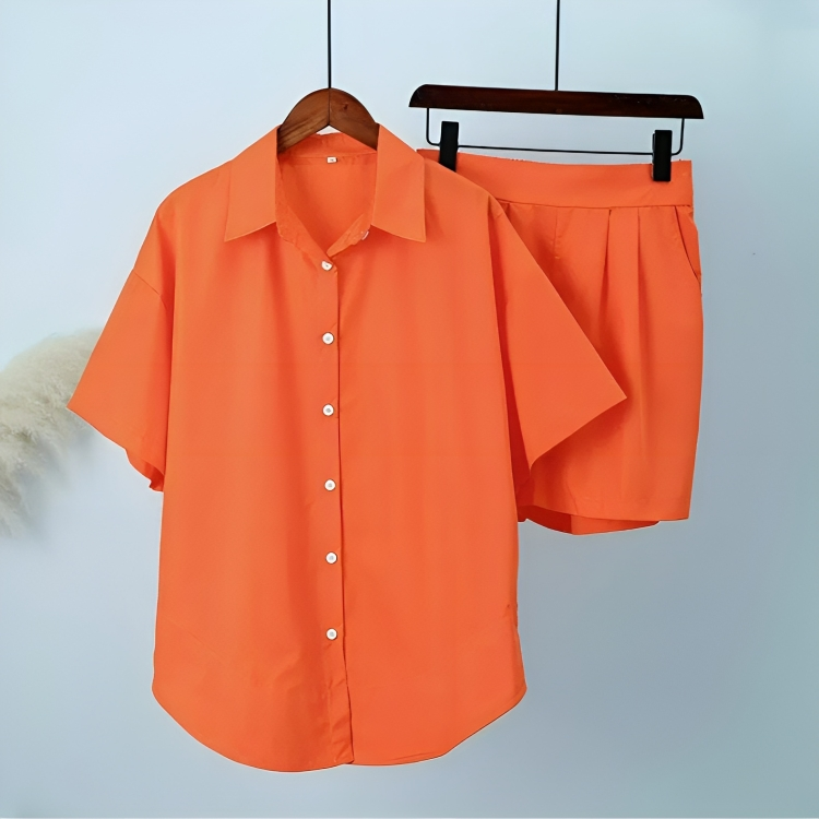 Alexandra | Women's Solid Color Shirt Top and Shorts Set