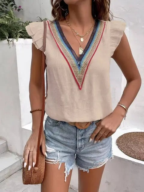 Vanessa | Summer V-Neck Blouse