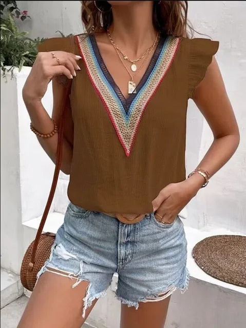 Vanessa | Summer V-Neck Blouse