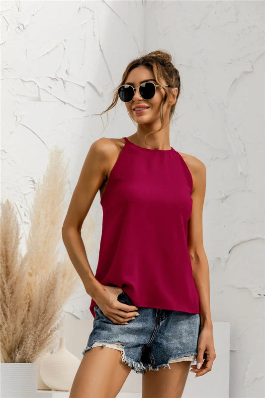 Karen | Women's Sleeveless Halter Tank Top