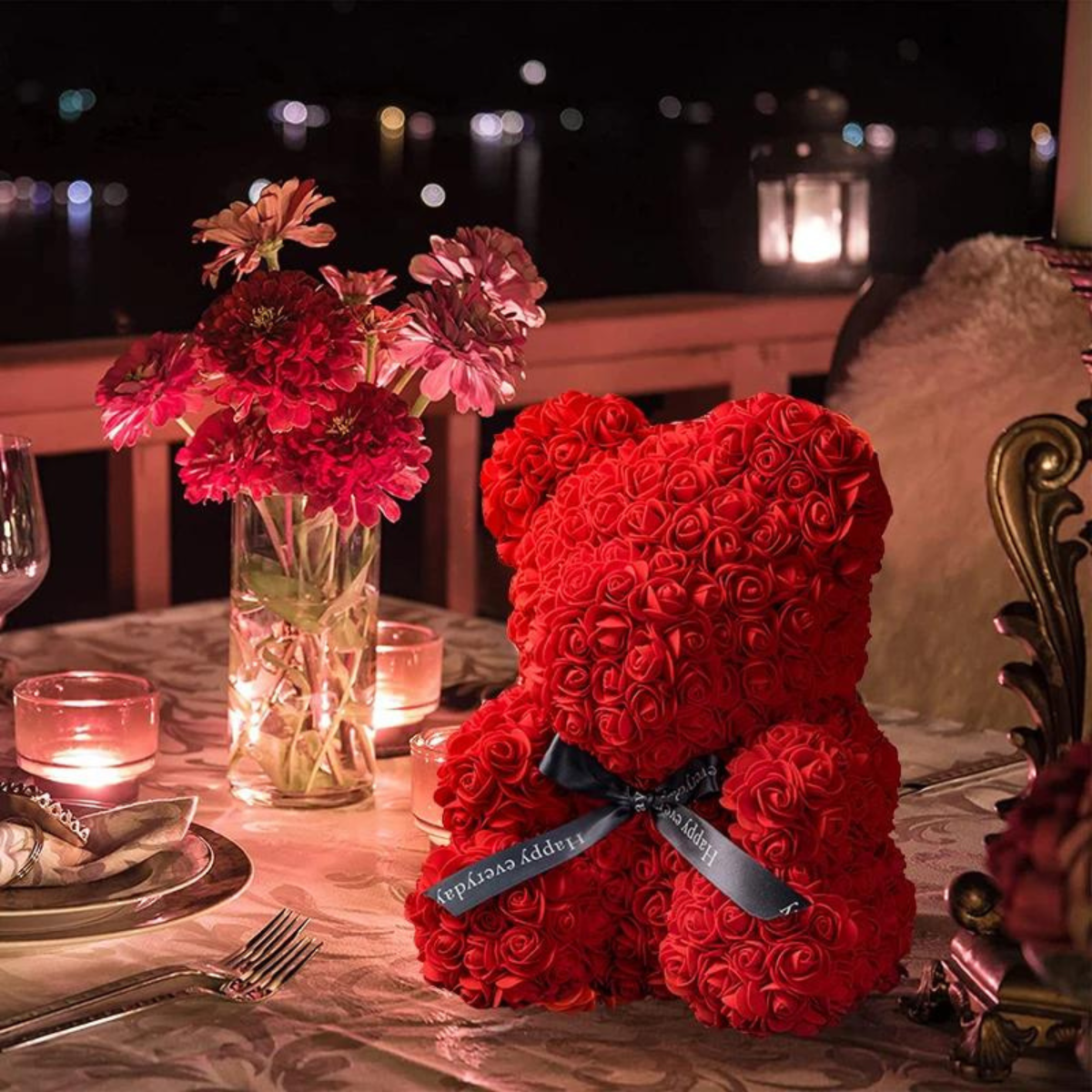 RozenTeddybeer met licht | Perfect Valentijn cadeau